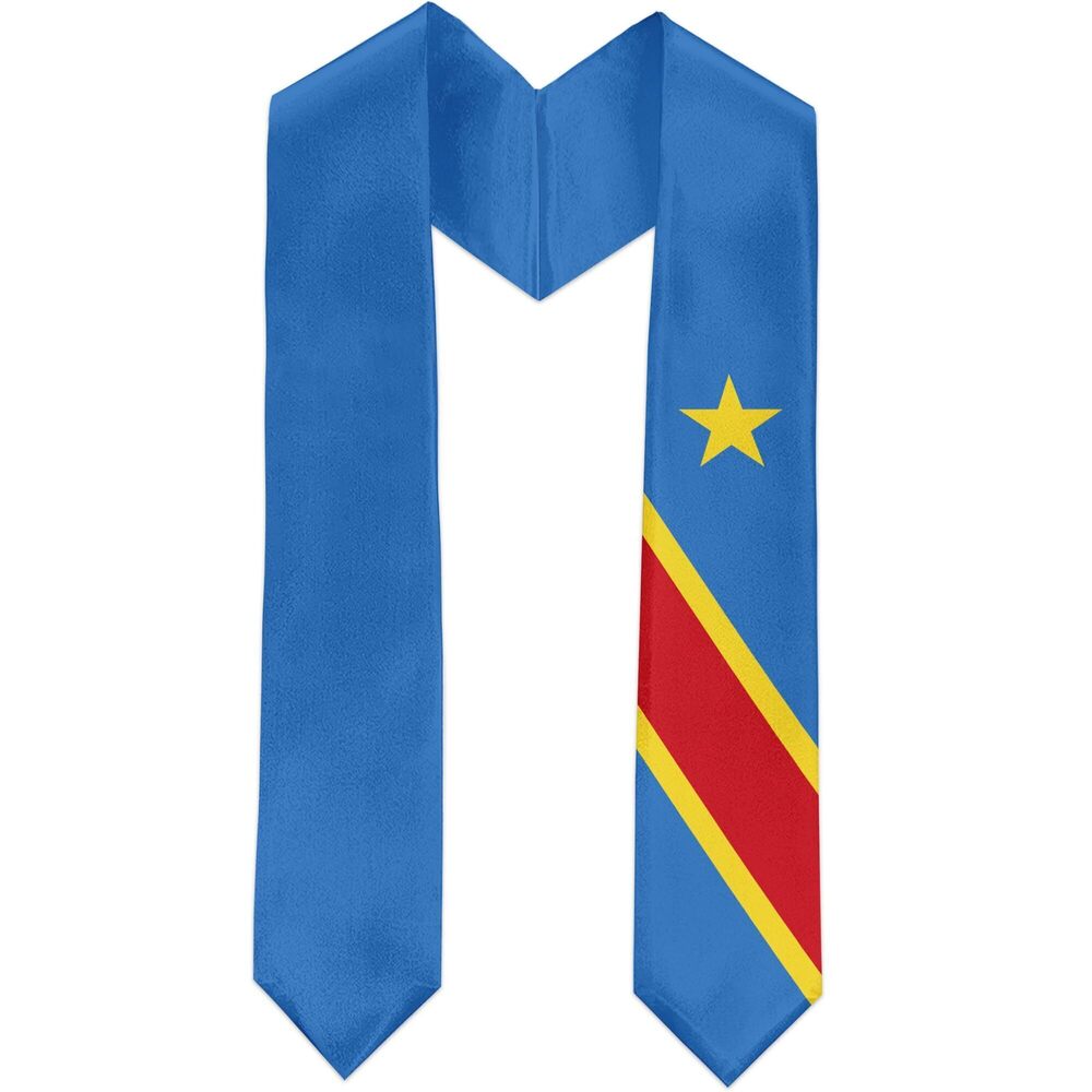 2867 Dem Rep of the Congo Kinshasa Flag Graduation Sash Satin Scarf 72"